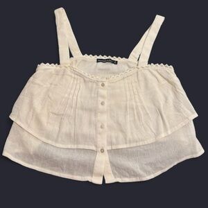 Abercrombie & Fitch Women's Cream Sleeveless Top Size Small Fairy boho layering